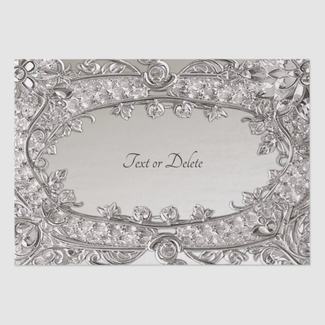 Silver Ornate Modern Tissue Paper (Front)