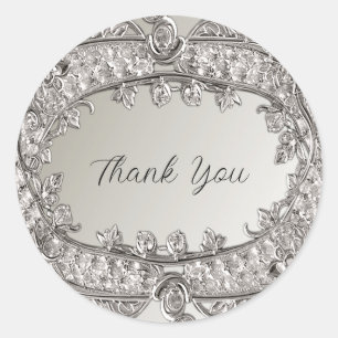 Silver Ornate Modern Wedding Sticker