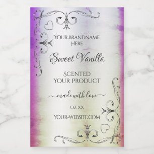 Silver Ornate Purple Shimmery Marble Product Label