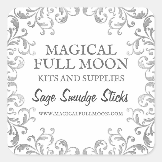 Silver Ornate Smudging Stick Labels (Front)