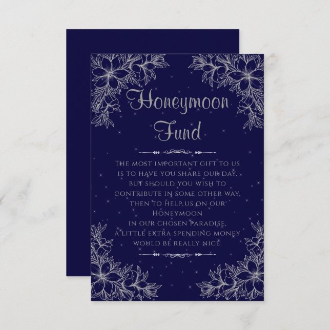 Silver Ornate Wedding Honeymoon Fund Enclosure Card (Front/Back)