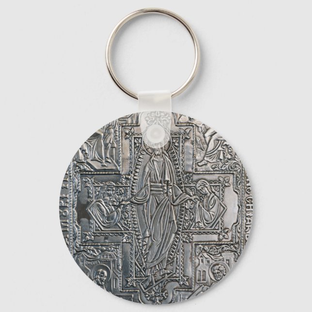 silver orthodox religious book metal decoration co keychain (Front)