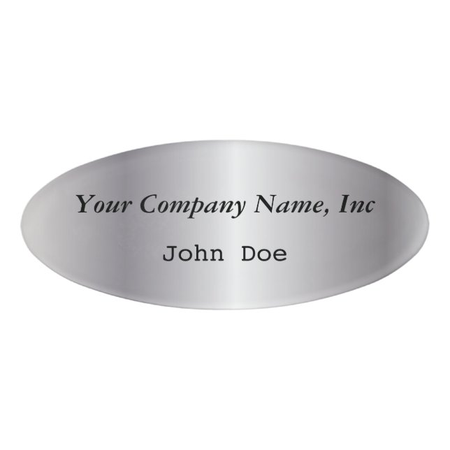 Silver Oval Employee Name Tag (Front)