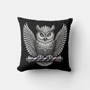 Silver Owl Barber Shop QR Code Brand Promotional Throw Pillow