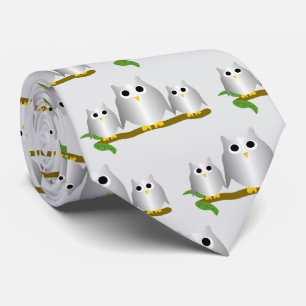 Silver Owls Design Any Colour Background Tie