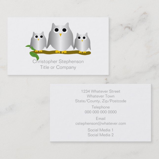 Silver Owls Design Business Card (Front/Back)