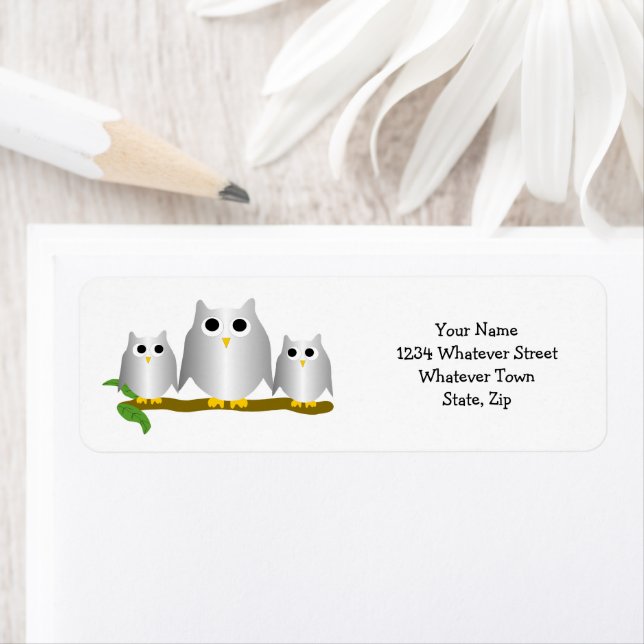 Silver Owls Design Return Address (Insitu)