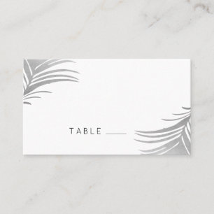 Silver Palm Tree Leaves Tropical Party Place Card
