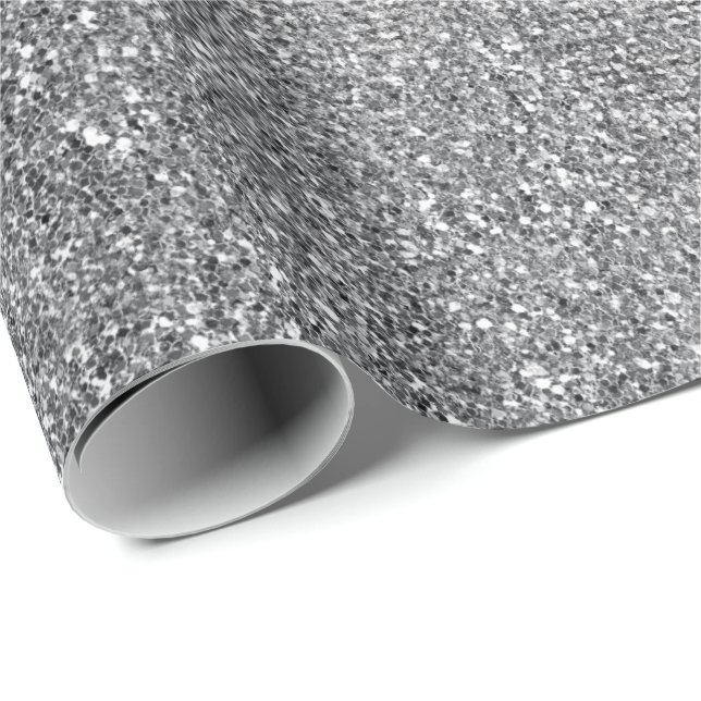 Silver  Pard Glitter Shiny Glass Vip Wrapping Paper (Roll Corner)