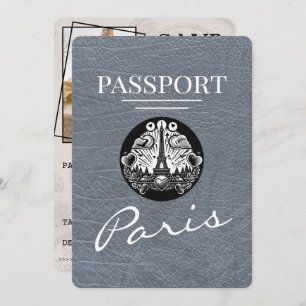 Silver Paris Passport Save The Date