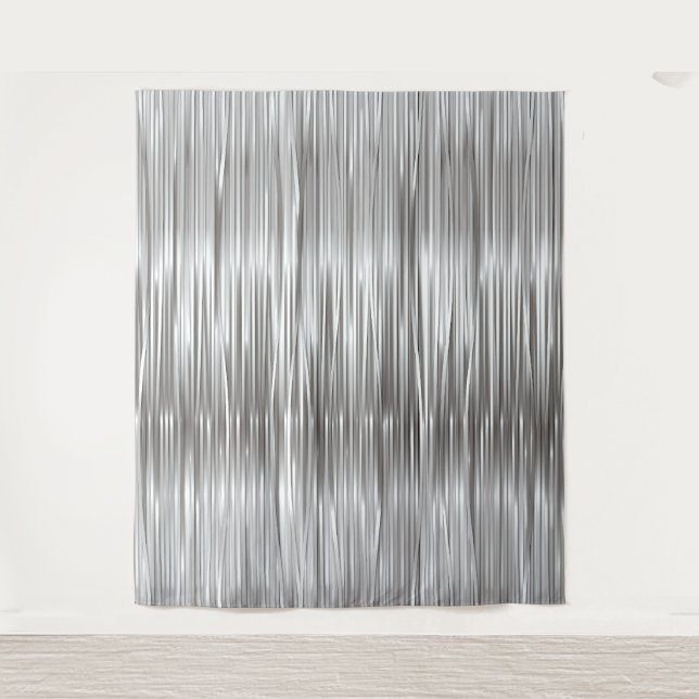 Silver Party Photography Faux Tinsel Backdrop Tapestry (Front)