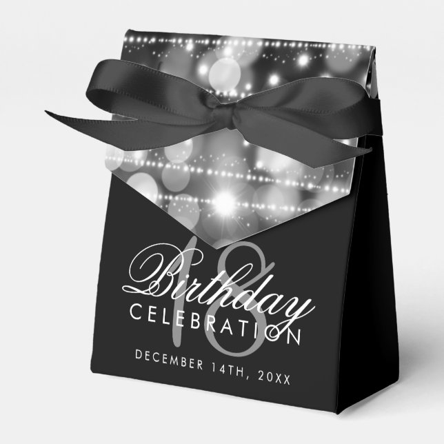 Silver Party Sparkles 18th Birthday Favour Favor Box (Front Side)