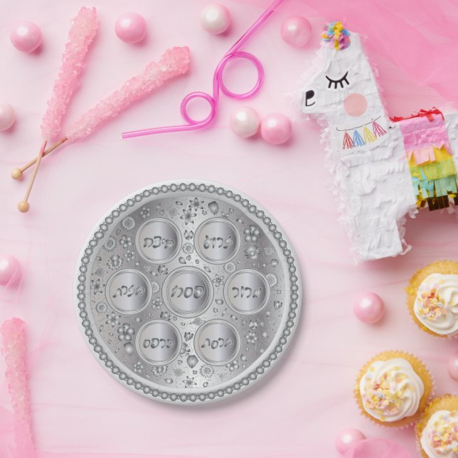Silver Passover Seder Plate - Paper plates (Party)