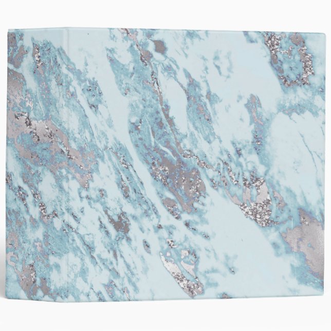 silver pastel blue marble design binder (Front/Spine)
