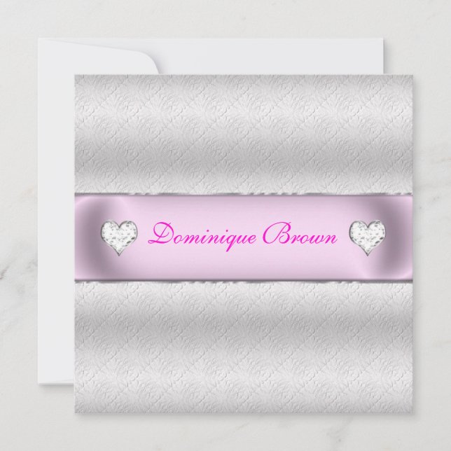 Silver Patterned Princess Invite (Front)