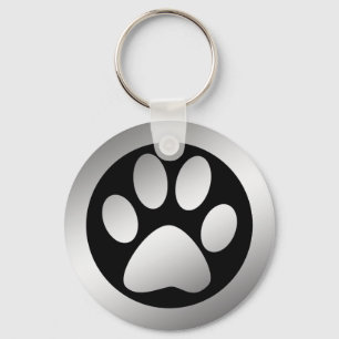 SILVER PAW PRINT KEYCHAIN