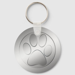 SILVER PAW PRINT KEYCHAIN