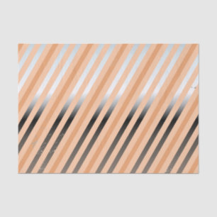 Silver, Peach, Coral Diagonal Stripe Tissue Paper