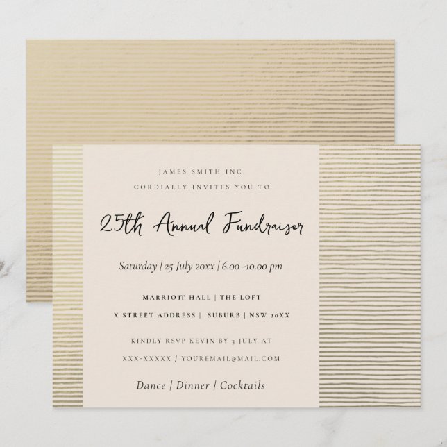 SILVER PEACH SKETCH STRIPED LINE CORPORATE EVENT INVITATION (Front/Back)