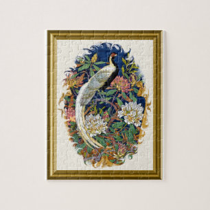 Silver Peacock Jigsaw Puzzle