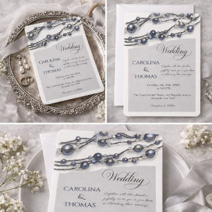 Silver Pearl Elegant Classic Wedding  Invitation