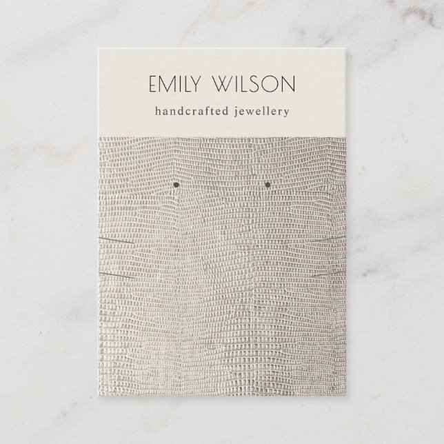 Silver Pearl Leather Texture Earring Necklace Business Card (Front)