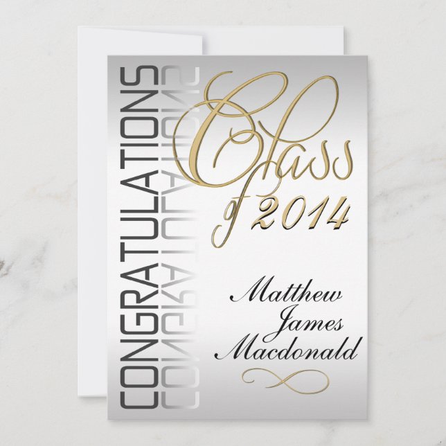 Silver Pearl  Mirror Formal Graduation  Invitation (Front)