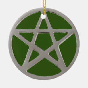 Silver Pentacle Ceramic Ornament