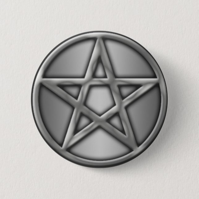 Silver Pentacle on Silver 2 Inch Round Button (Front)