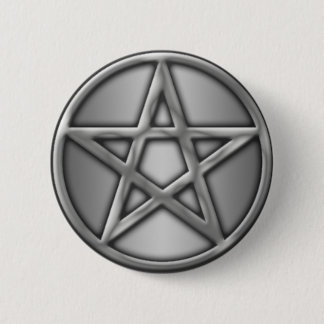 Silver Pentacle on Silver 2 Inch Round Button