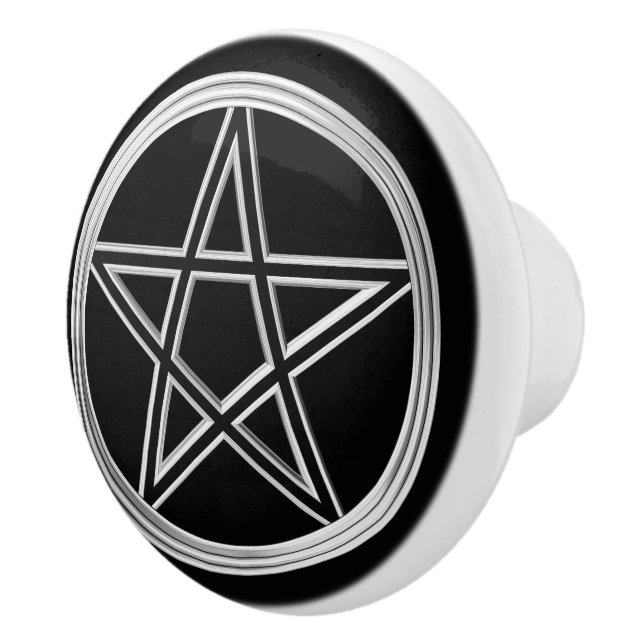 Silver pentagram ceramic knob (Right)