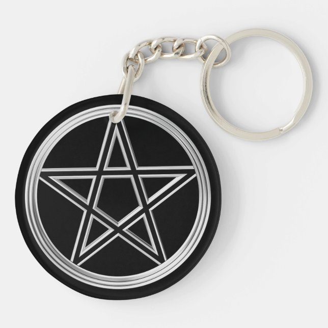 Silver pentagram keychain (Back)