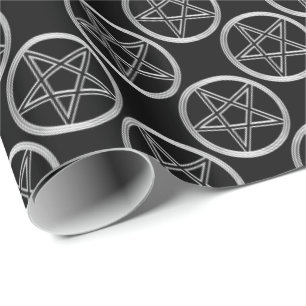Silver pentagram wrapping paper