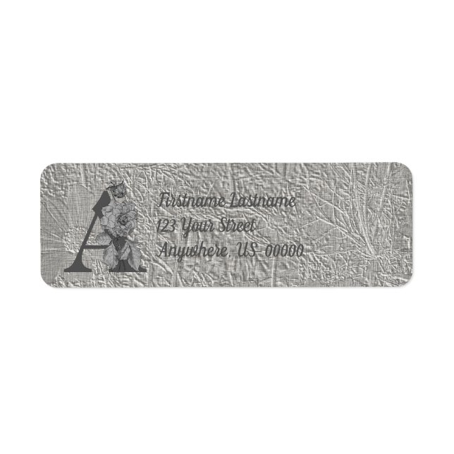 Silver Peony Elegant Monogram Initial A Address (Front)