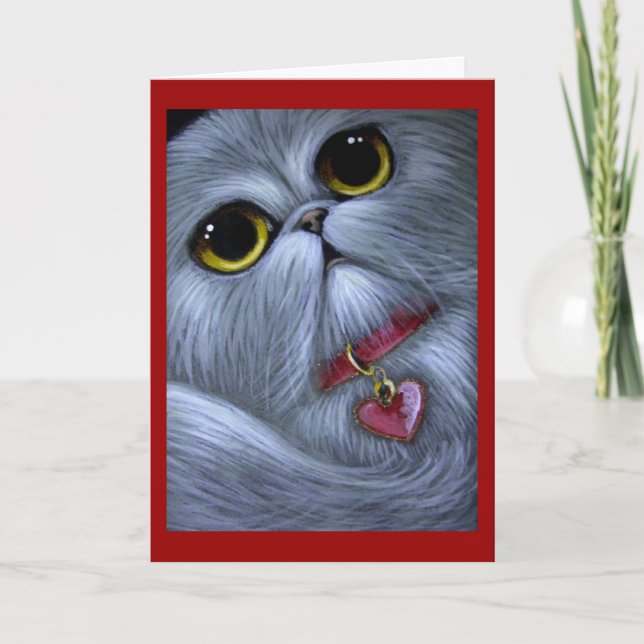 SILVER PERSIAN CAT - BE MA carte VALENTINE (Devant)
