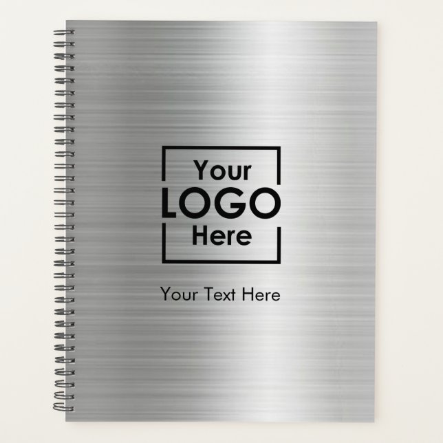 Silver Personalized Business Logo Text Corporate Planner (Front)