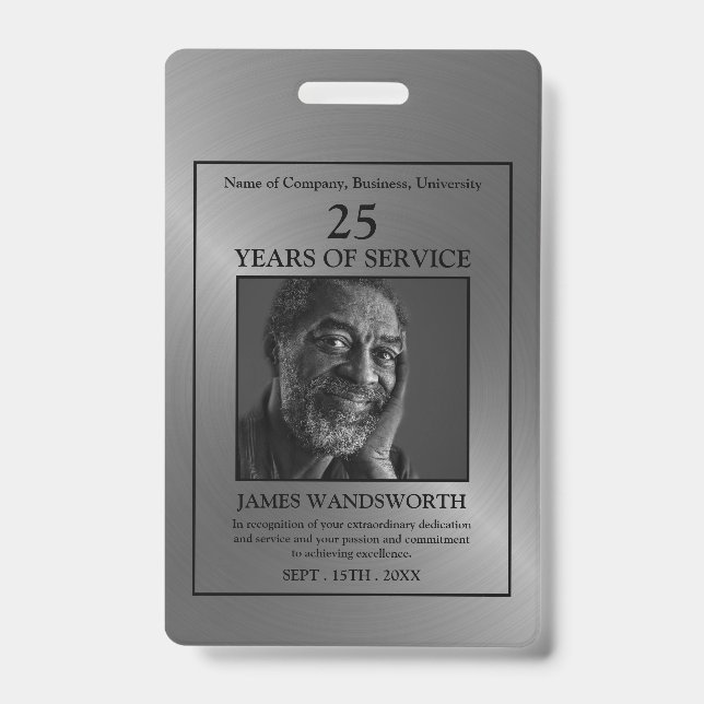 Silver/Personalized Photo - Employee Award Badge (Front)