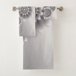 Silver petals bouquet bath towel set