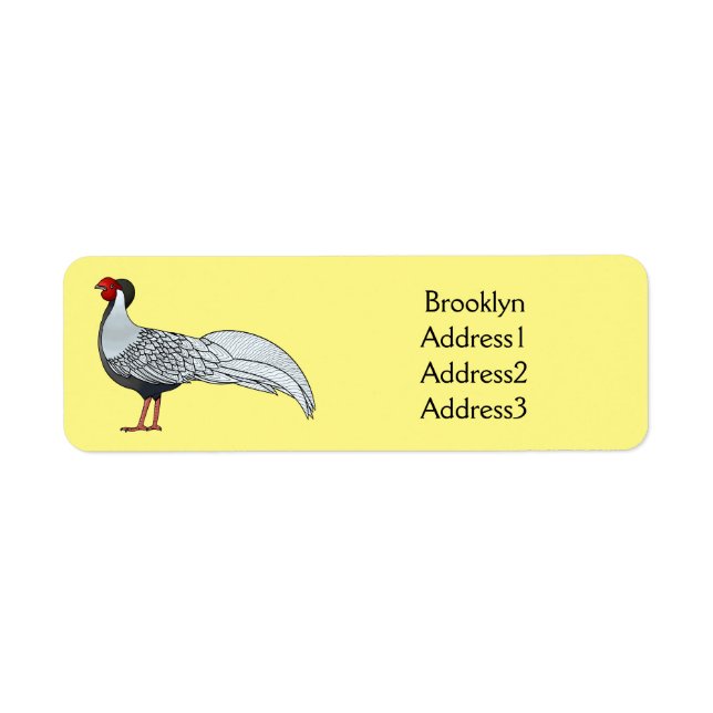 Silver pheasant bird cartoon illustration (Front)