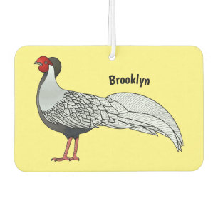 Silver pheasant bird cartoon illustration air freshener