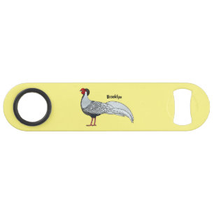 Silver pheasant bird cartoon illustration bar key