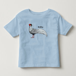 Silver pheasant bird cartoon illustration toddler t-shirt