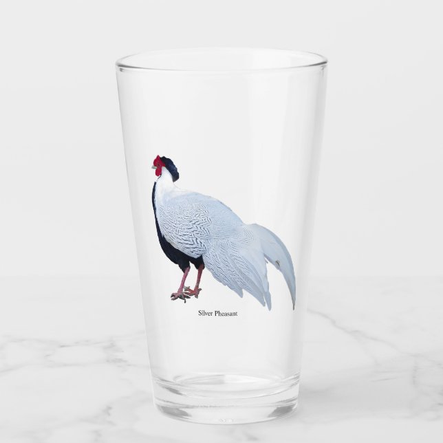 Silver Pheasant Glass Cup (Front)