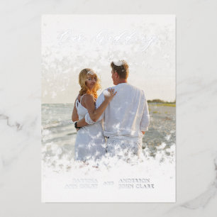 Silver Photo Whimsical Our Wedding Script Real