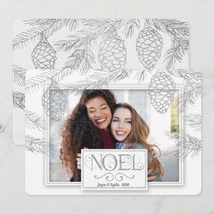 Silver Pines Noel Botanical Photo Holiday Card