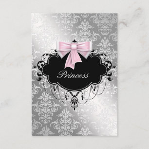 Silver Pink Black Princess Baby Girl Shower RSVP Card