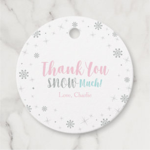 Silver, Pink & Blue Winter Onederland Thank you Favour Tags