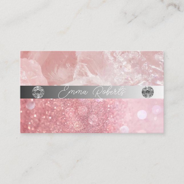 Silver Pink Diamond Coach Business Card (Front)