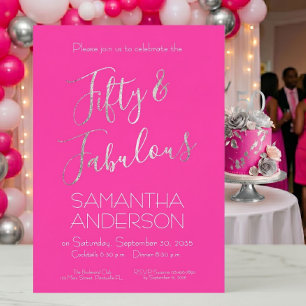 Silver Pink Elegant 50 & Fabulous Birthday Party 