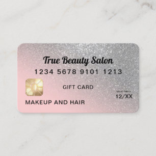 Silver Pink Glitter Credit Card Gift Certificate